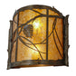 Meyda Lighting Whispering Pines 15" 2-Light Antique Copper Wall Sconce With Amber Mica Shade Glass