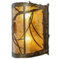 Meyda Lighting Whispering Pines 15" 2-Light Antique Copper Wall Sconce With Amber Mica Shade Glass