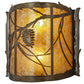 Meyda Lighting Whispering Pines 15" 2-Light Antique Copper Wall Sconce With Amber Mica Shade Glass