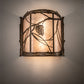 Meyda Lighting Whispering Pines 15" 2-Light Antique Copper Wall Sconce With Silver Mica Shade Glass