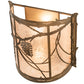 Meyda Lighting Whispering Pines 15" 2-Light Antique Copper Wall Sconce With Silver Mica Shade Glass