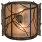 Meyda Lighting Whispering Pines 15" 2-Light Antique Copper Wall Sconce With Silver Mica Shade Glass