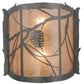 Meyda Lighting Whispering Pines 15" 2-Light Pewter Wall Sconce With Silver Mica Shade Glass