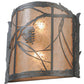Meyda Lighting Whispering Pines 15" 2-Light Pewter Wall Sconce With Silver Mica Shade Glass