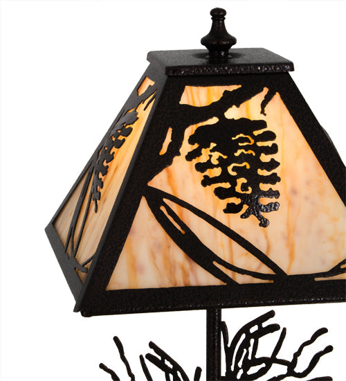 Meyda Lighting Whispering Pines 15" Copper Vein Accent Table Lamp With Travertine Idalight Shade Glass