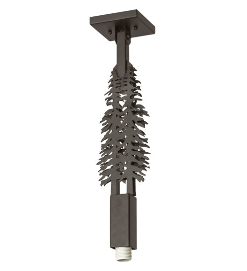 Meyda Lighting Whispering Pines 15" Oil Rubbed Bronze Tall Pines Pendant Light With Silver Mica Shade Glass