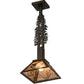 Meyda Lighting Whispering Pines 15" Oil Rubbed Bronze Tall Pines Pendant Light With Silver Mica Shade Glass