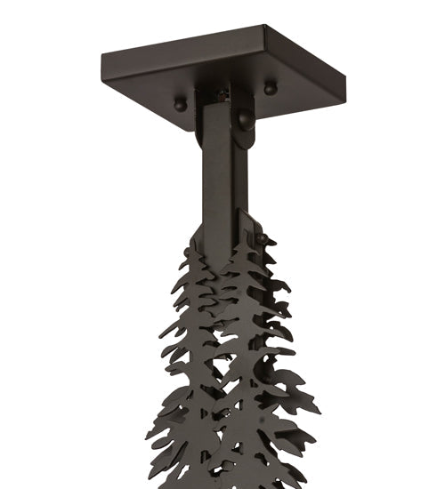 Meyda Lighting Whispering Pines 15" Oil Rubbed Bronze Tall Pines Pendant Light With Silver Mica Shade Glass