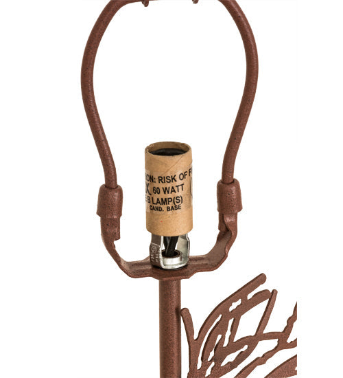 Meyda Lighting Whispering Pines 15" Rust Accent Table Lamp With Honey Amber Art Shade Glass