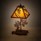 Meyda Lighting Whispering Pines 15" Rust Accent Table Lamp With Honey Amber Art Shade Glass