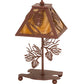 Meyda Lighting Whispering Pines 15" Rust Accent Table Lamp With Honey Amber Art Shade Glass