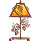 Meyda Lighting Whispering Pines 15" Rust Accent Table Lamp With Honey Amber Art Shade Glass