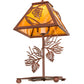 Meyda Lighting Whispering Pines 15" Rust Accent Table Lamp With Honey Amber Art Shade Glass