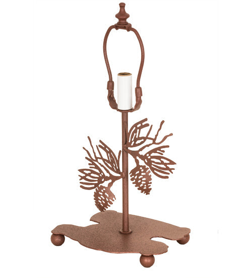 Meyda Lighting Whispering Pines 15" Rust Accent Table Lamp With Honey Amber Art Shade Glass