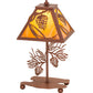 Meyda Lighting Whispering Pines 15" Rust Accent Table Lamp With Honey Amber Art Shade Glass