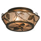 Meyda Lighting Whispering Pines 16" 2-Light Antique Copper Flush Mount Light With Silver Mica Shade Glass