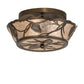 Meyda Lighting Whispering Pines 16" 2-Light Light Burnished Antique Copper Flush Mount Light With Silver Mica Shade Glass