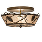 Meyda Lighting Whispering Pines 16" 2-Light Light Burnished Antique Copper Flush Mount Light With Silver Mica Shade Glass