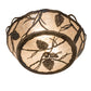 Meyda Lighting Whispering Pines 16" 2-Light Light Burnished Antique Copper Flush Mount Light With Silver Mica Shade Glass