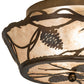 Meyda Lighting Whispering Pines 16" 2-Light Light Burnished Antique Copper Flush Mount Light With Silver Mica Shade Glass
