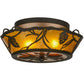Meyda Lighting Whispering Pines 16" 2-Light Oil Rubbed Bronze Flush Mount Light With Amber Mica Shade Glass