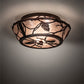 Meyda Lighting Whispering Pines 16" 2-Light Rust Over Wrought Iron Flush Mount Light With Silver Mica Shade Glass