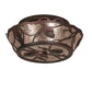 Meyda Lighting Whispering Pines 16" 2-Light Rust Over Wrought Iron Flush Mount Light With Silver Mica Shade Glass