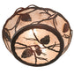 Meyda Lighting Whispering Pines 16" 2-Light Rust Over Wrought Iron Flush Mount Light With Silver Mica Shade Glass