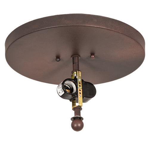 Meyda Lighting Whispering Pines 16" 2-Light Rust Over Wrought Iron Flush Mount Light With Silver Mica Shade Glass