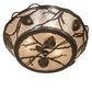 Meyda Lighting Whispering Pines 16" 3-Light Timeless Bronze Flush Mount Light With Silver Mica Shade Glass