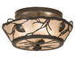 Meyda Lighting Whispering Pines 16" 3-Light Timeless Bronze Flush Mount Light With Silver Mica Shade Glass