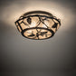 Meyda Lighting Whispering Pines 16" 4-Light Black Satin Wrought Iron Flush Mount Light With Silver Mica Shade Glass
