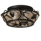 Meyda Lighting Whispering Pines 16" 4-Light Black Satin Wrought Iron Flush Mount Light With Silver Mica Shade Glass