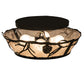 Meyda Lighting Whispering Pines 16" 4-Light Black Satin Wrought Iron Flush Mount Light With Silver Mica Shade Glass