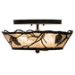 Meyda Lighting Whispering Pines 16" 4-Light Black Satin Wrought Iron Flush Mount Light With Silver Mica Shade Glass