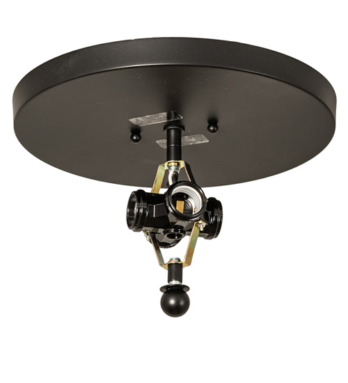 Meyda Lighting Whispering Pines 16" 4-Light Black Satin Wrought Iron Flush Mount Light With Silver Mica Shade Glass