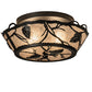 Meyda Lighting Whispering Pines 16" 4-Light Black Satin Wrought Iron Flush Mount Light With Silver Mica Shade Glass