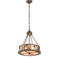 Meyda Lighting Whispering Pines 16" 4-Light Bronze Inverted Pendant Light With Silver Mica Shade Glass