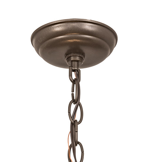 Meyda Lighting Whispering Pines 16" 4-Light Bronze Inverted Pendant Light With Silver Mica Shade Glass