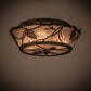 Meyda Lighting Whispering Pines 16" 4-Light Dark Burnished Antique Copper Flush Mount Light With Silver Mica Shade Glass