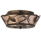 Meyda Lighting Whispering Pines 16" 4-Light Dark Burnished Antique Copper Flush Mount Light With Silver Mica Shade Glass
