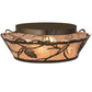 Meyda Lighting Whispering Pines 16" 4-Light Dark Burnished Antique Copper Flush Mount Light With Silver Mica Shade Glass