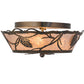 Meyda Lighting Whispering Pines 16" 4-Light Dark Burnished Antique Copper Flush Mount Light With Silver Mica Shade Glass