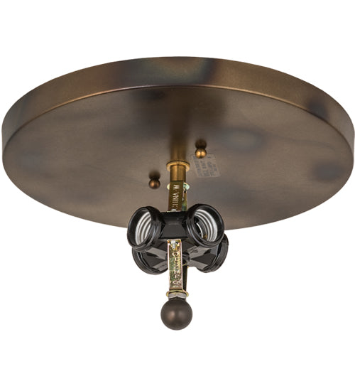 Meyda Lighting Whispering Pines 16" 4-Light Dark Burnished Antique Copper Flush Mount Light With Silver Mica Shade Glass