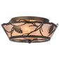 Meyda Lighting Whispering Pines 16" 4-Light Dark Burnished Antique Copper Flush Mount Light With Silver Mica Shade Glass