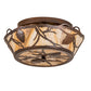 Meyda Lighting Whispering Pines 16" 4-Light Old Copper Pot Flush Mount Light With Travertine Idalight Shade