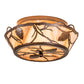Meyda Lighting Whispering Pines 16" 4-Light Old Copper Pot Flush Mount Light With Travertine Idalight Shade