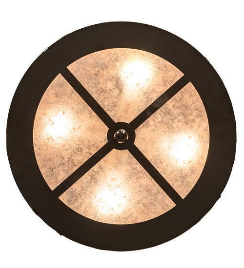 Meyda Lighting Whispering Pines 16" 4-Light Timeless Bronze Inverted Pendant Light With Silver Mica Shade Glass