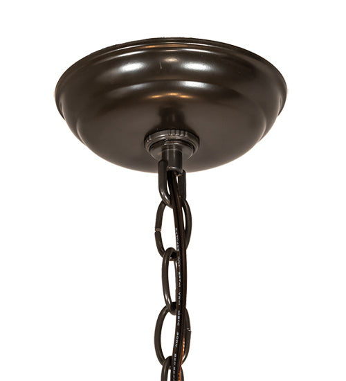 Meyda Lighting Whispering Pines 16" 4-Light Timeless Bronze Inverted Pendant Light With Silver Mica Shade Glass