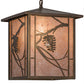 Meyda Lighting Whispering Pines 16" Antique Copper Pendant Light With Silver Mica Shade Glass